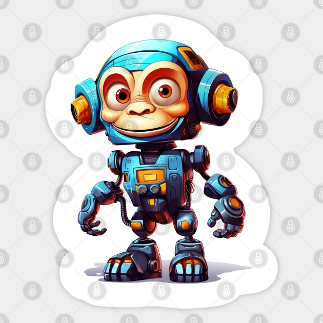 Cartoon monkey robots. T-Shirt, Sticker. Sticker by AndreKENO